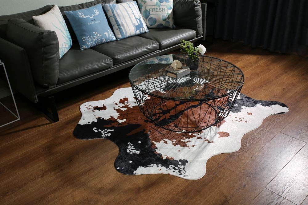 Faux Cowhide Rọgi Nla Titẹ Maalu Tita Agbegbe Rọgi pẹlu Afẹyinti Ko si isokuso (2)