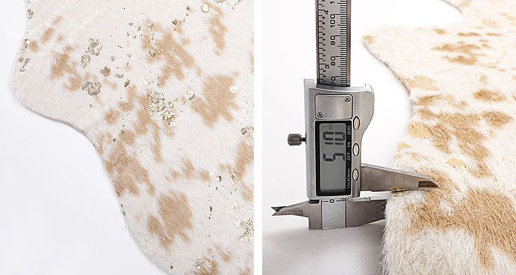 Faux Cowhide Shaped Rug Decorative Gold Foil Carpet Factory (6)
