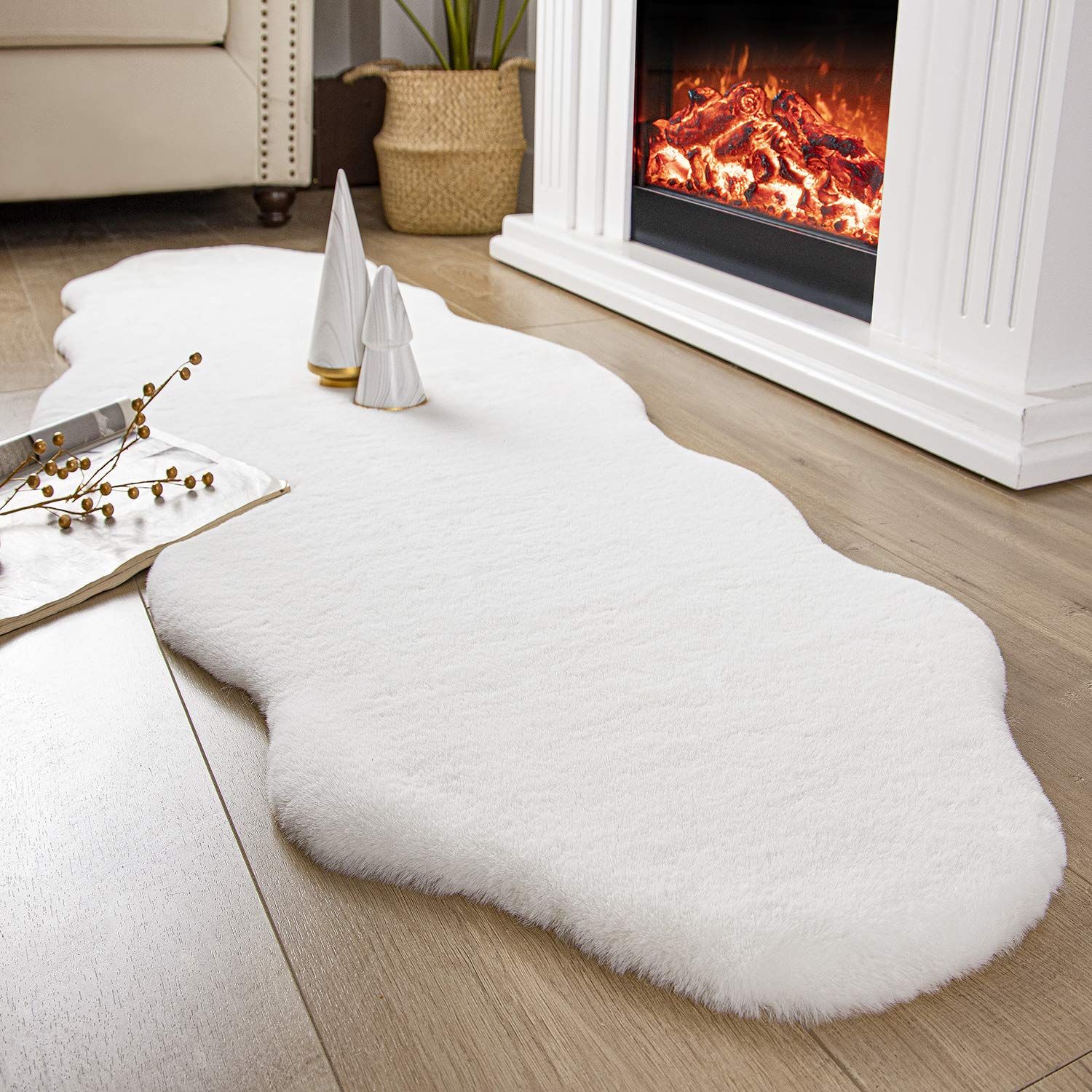 Gold Foil Faux Fur Rug Soft Fluffy Plush Modern Colorful Abstract Faux Rabbit Fur Mat (5)