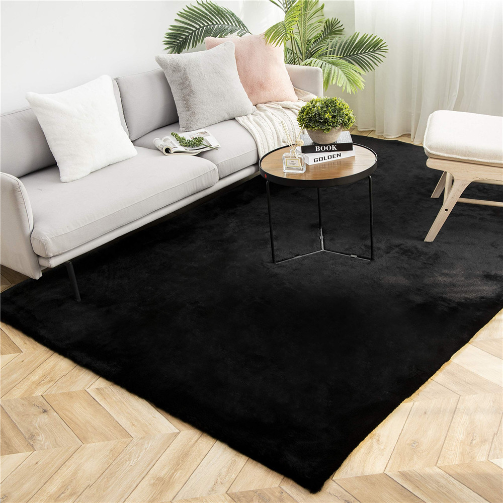 HOME DECO Ultra Soft Faux Rabbit Fur Rug hana ʻia i nā ʻāpana palupalu (5)