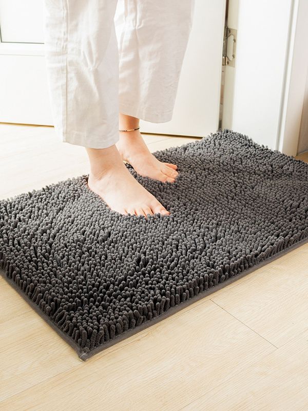 Super Soft Chenille Bath Mat Ṣeto Awọn ege mẹta ti ko ni isokuso Bathmat Absorbent Shaggy Rgs (1)