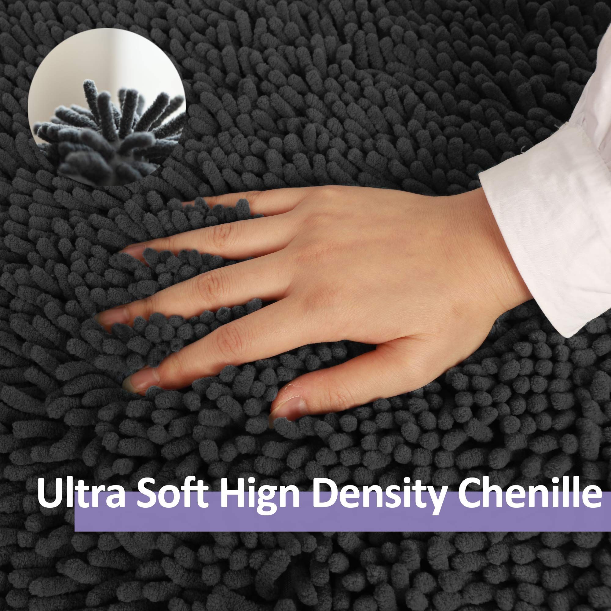 Super Soft Chenille Bath Mat Set 3 කෑලි ලිස්සා නොයන බාත්මැට් අවශෝෂක ෂැගී බුමුතුරුණු (6)